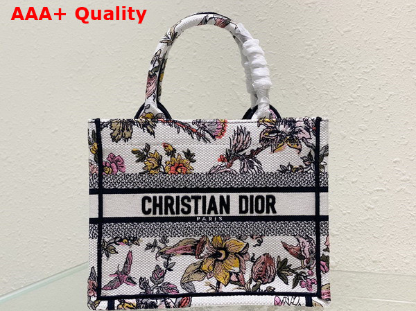 Dior Small Dior Book Tote White Multicolor Dior Jardin Botanique Embroidery Replica