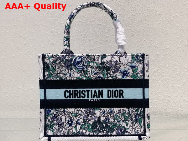 Dior Small Dior Book Tote White Multicolor Flowers Constellation Embroidery Replica