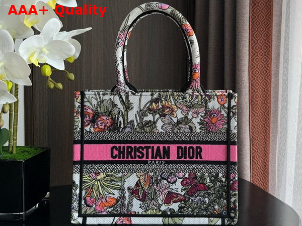 Dior Small Dior Book Tote White Multicolor Mexico Millefiori Embroidery Replica