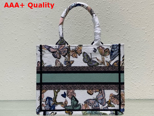 Dior Small Dior Book Tote White Multicolor Toile De Jouy Mexico Embroidery Replica