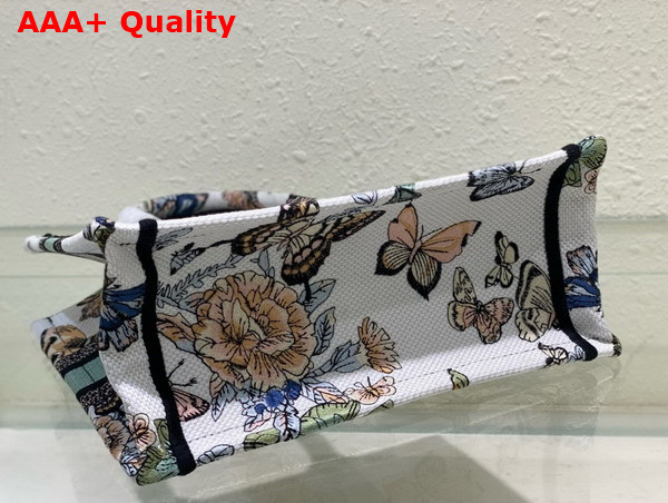 Dior Small Dior Book Tote White Multicolor Toile De Jouy Mexico Embroidery Replica