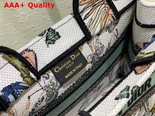 Dior Small Dior Book Tote White Multicolor Toile De Jouy Mexico Embroidery Replica