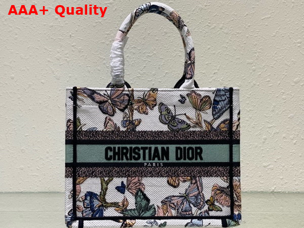 Dior Small Dior Book Tote White Multicolor Toile De Jouy Mexico Embroidery Replica