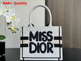 Dior Small Dior Book Tote White and Blue Miss Dior Graffiti Embroidery Replica