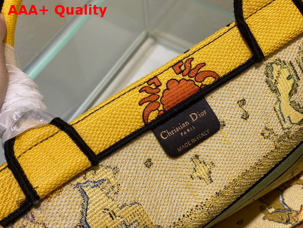 Dior Small Dior Book Tote Yellow Multicolor Dior Pixel Zodiac Embroidery Replica