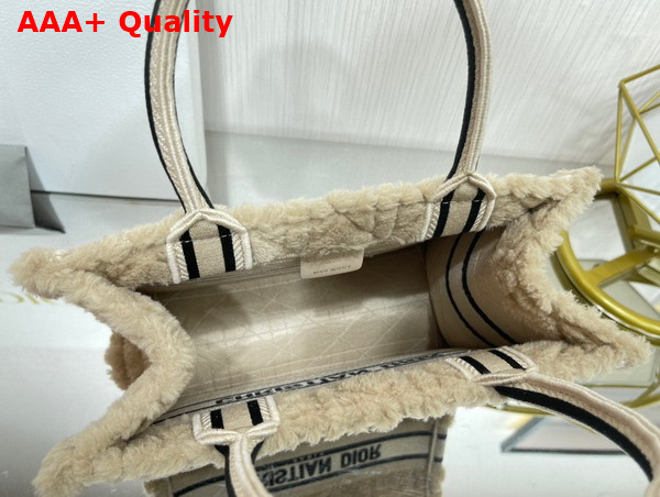 Dior Small Dior Book Tote in Beige Cannage Shearling Replica