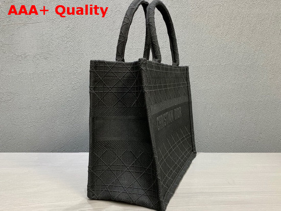 Dior Small Dior Book Tote in Black Cannage Embroidery Replica