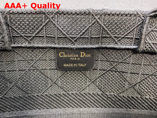 Dior Small Dior Book Tote in Black Cannage Embroidery Replica