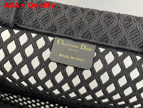 Dior Small Dior Book Tote in Black Mesh Embroidery Replica