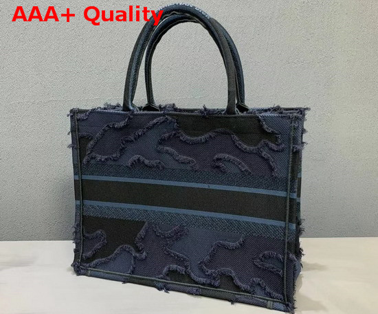 Dior Small Dior Book Tote in Blue Camouflage Embroidered Canvas Replica