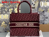 Dior Small Dior Book Tote in Brugundy Dior Oblique Embroidered Velvet Replica