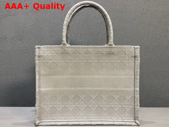 Dior Small Dior Book Tote in Gray Cannage Embroidery Replica