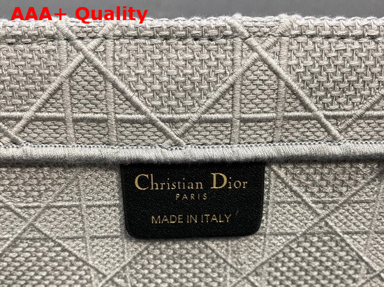 Dior Small Dior Book Tote in Gray Cannage Embroidery Replica