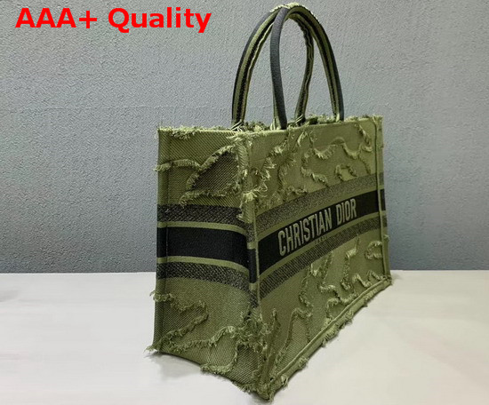 Dior Small Dior Book Tote in Green Camouflage Embroidered Canvas Replica