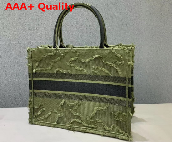 Dior Small Dior Book Tote in Green Camouflage Embroidered Canvas Replica