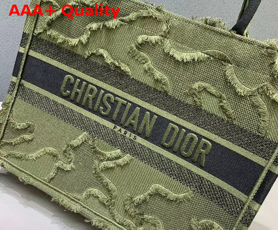 Dior Small Dior Book Tote in Green Camouflage Embroidered Canvas Replica