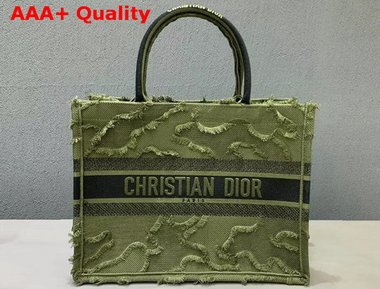 Dior Small Dior Book Tote in Green Camouflage Embroidered Canvas Replica