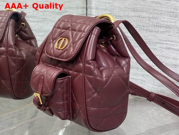 Dior Small Dior Caro Backpack in Burgundy Macrocannage Lambskin Replica