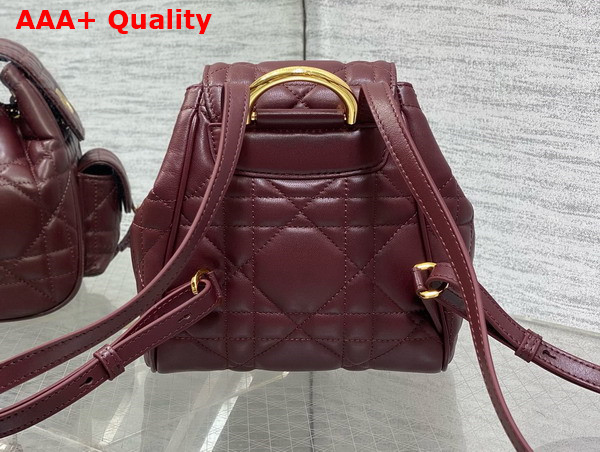 Dior Small Dior Caro Backpack in Burgundy Macrocannage Lambskin Replica