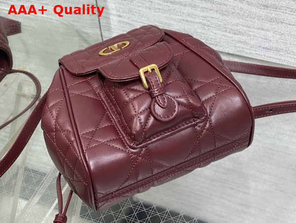 Dior Small Dior Caro Backpack in Burgundy Macrocannage Lambskin Replica