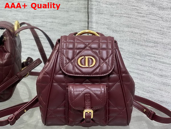 Dior Small Dior Caro Backpack in Burgundy Macrocannage Lambskin Replica