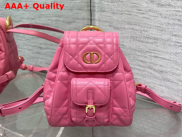 Dior Small Dior Caro Backpack in Pink Macrocannage Lambskin Replica