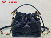 Dior Small Dior Jolie Bucket Bag Black Macrocannage Calfskin Replica