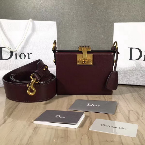 Dior Small Dioraddict Lockbox Bag in Smooth Amaranth Coloured Calfskin For Sale