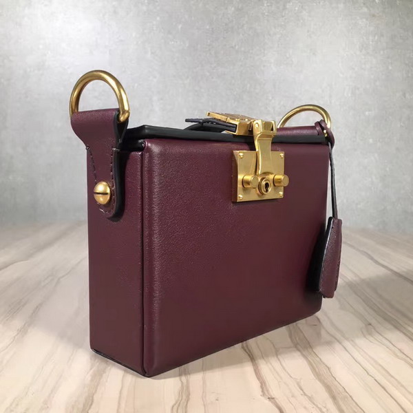 Dior Small Dioraddict Lockbox Bag in Smooth Amaranth Coloured Calfskin For Sale