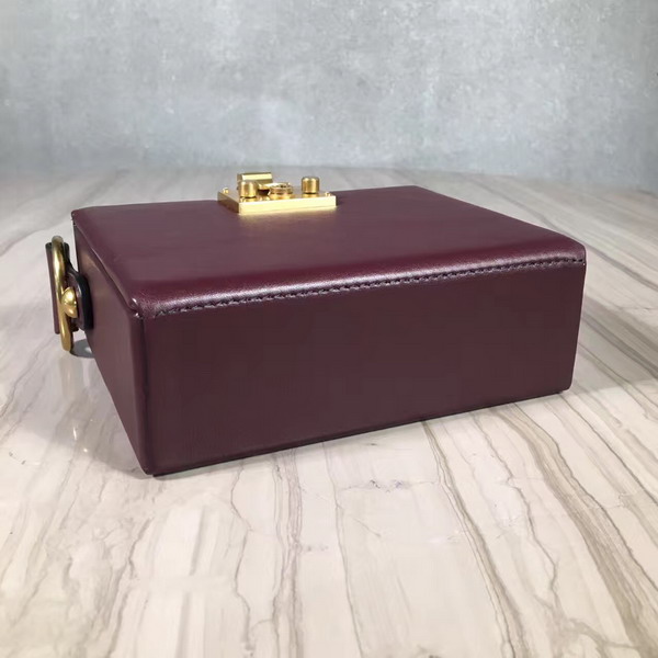 Dior Small Dioraddict Lockbox Bag in Smooth Amaranth Coloured Calfskin For Sale