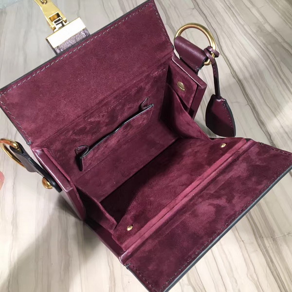 Dior Small Dioraddict Lockbox Bag in Smooth Amaranth Coloured Calfskin For Sale