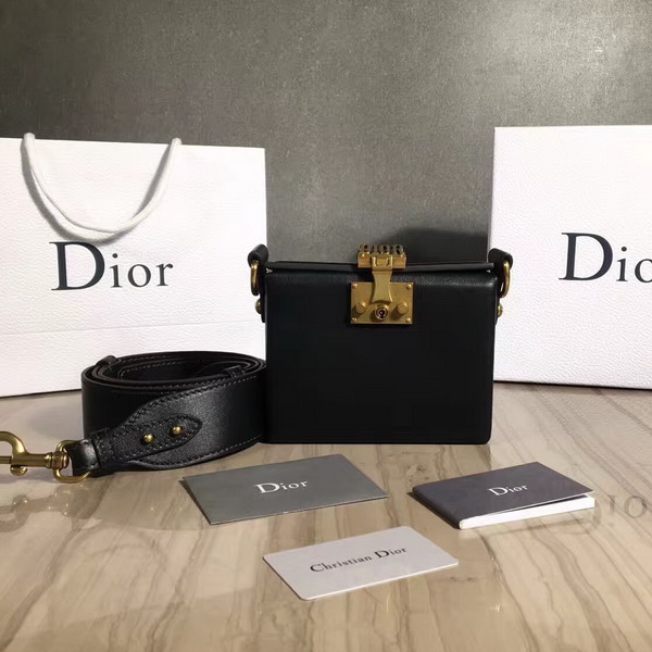 Dior Small Dioraddict Lockbox Bag in Smooth Black Calfskin For Sale