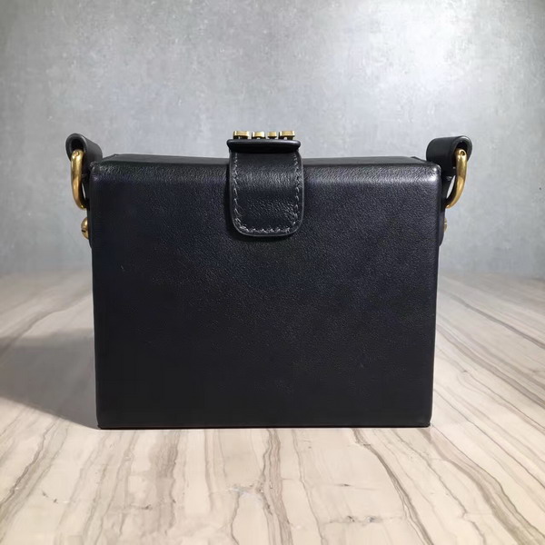 Dior Small Dioraddict Lockbox Bag in Smooth Black Calfskin For Sale