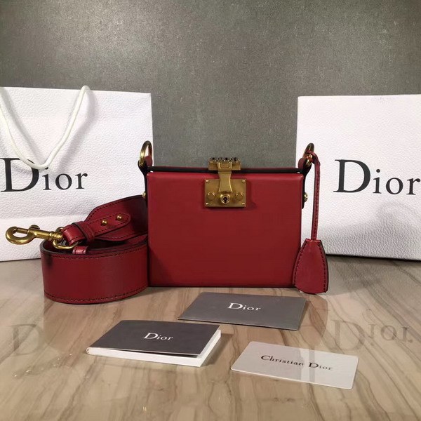 Dior Small Dioraddict Lockbox Bag in Smooth Red Calfskin For Sale