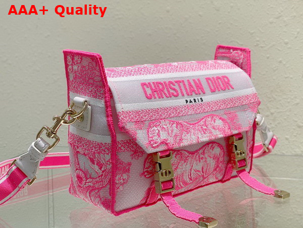 Dior Small Diorcamp Bag Transparent Canvas with Fluorescent Pink Toile de Jouy Embroidery Replica