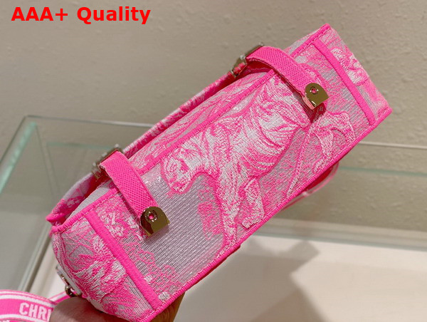 Dior Small Diorcamp Bag Transparent Canvas with Fluorescent Pink Toile de Jouy Embroidery Replica