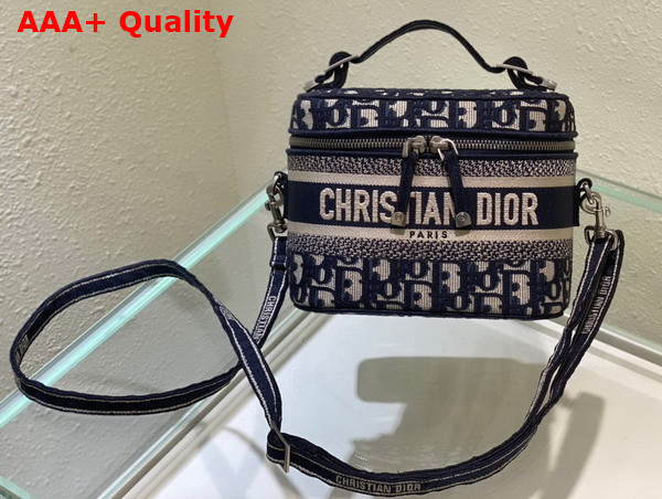 Dior Small Diortravel Vanity Case Blue Dior Oblique Embroidery Replica