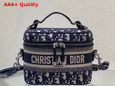 Dior Small Diortravel Vanity Case Blue Dior Oblique Embroidery Replica