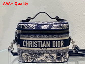 Dior Small Diortravel Vanity Case Blue Toile de Jouy Embroidery Replica