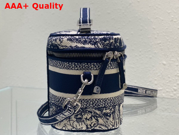 Dior Small Diortravel Vanity Case Blue Toile de Jouy Embroidery Replica