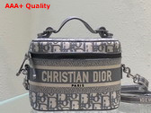 Dior Small Diortravel Vanity Case Gray Dior Oblique Embroidery Replica