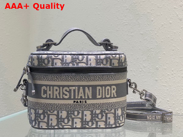 Dior Small Diortravel Vanity Case Gray Dior Oblique Embroidery Replica