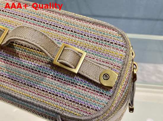 Dior Small Diortravel Vanity Case Multicolor Striped Embroidery Replica