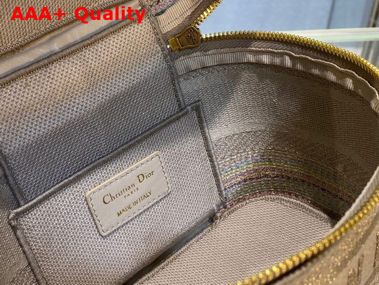 Dior Small Diortravel Vanity Case Multicolor Striped Embroidery Replica