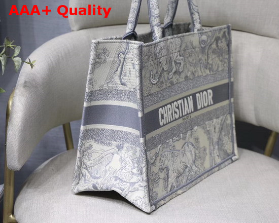 Dior Small Gray Dior Book Tote with Dioriviera Toile De Jouy Embroidery Replica