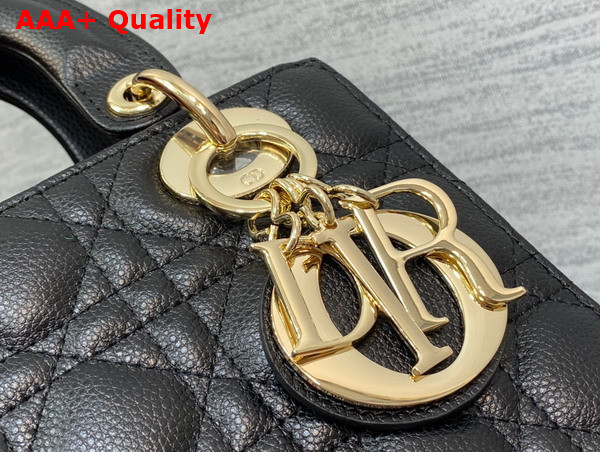 Dior Small Lady Dior Bag in Black Grained Cannage Calfskin Gold Hardware Replica