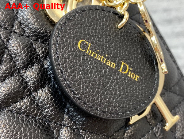 Dior Small Lady Dior Bag in Black Grained Cannage Calfskin Gold Hardware Replica