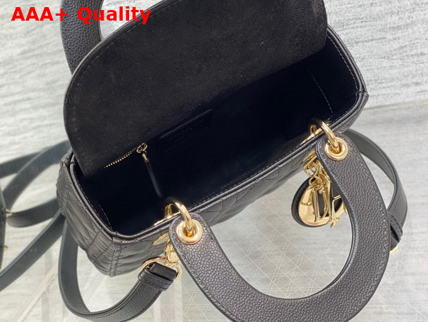 Dior Small Lady Dior Bag in Black Grained Cannage Calfskin Gold Hardware Replica