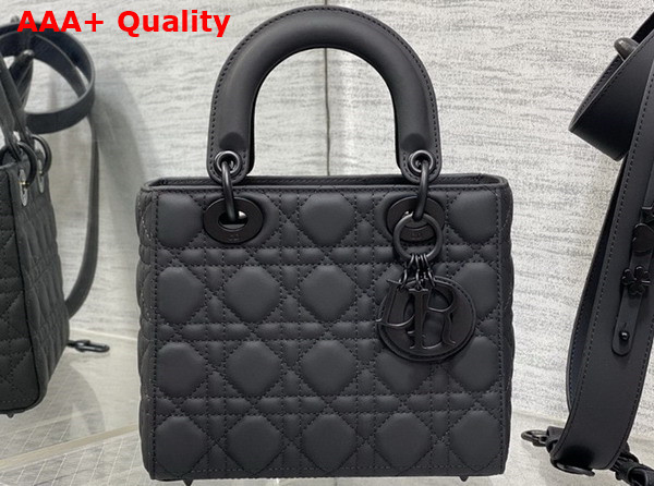 Dior Small Lady Dior Bag in Black Ultramatte Cannage Calfskin Replica