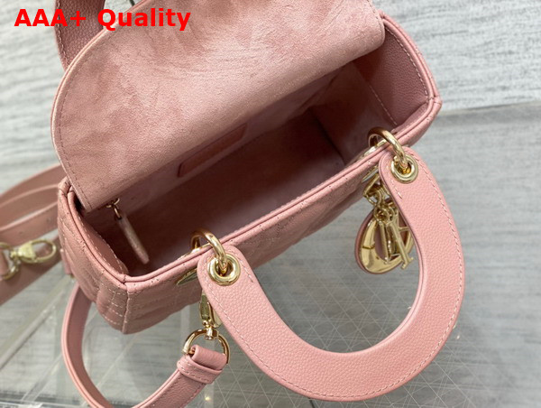 Dior Small Lady Dior Bag in Pink Grained Cannage Calfskin Gold Hardware Replica